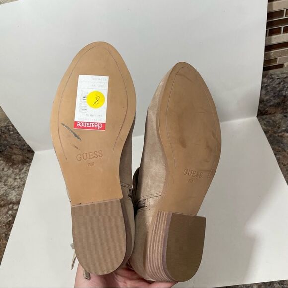 NWT Guess Beige Leather Heeled Booties - Picture 7 of 8